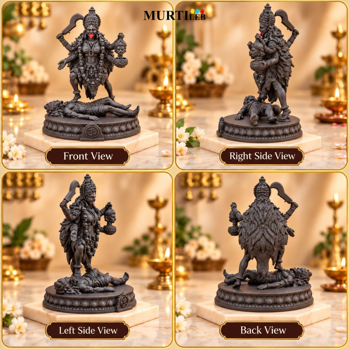 Mahakaali Mata Idol 3.5 Inch Black | Premium Black Finish UV Resin Maa Kali Statue