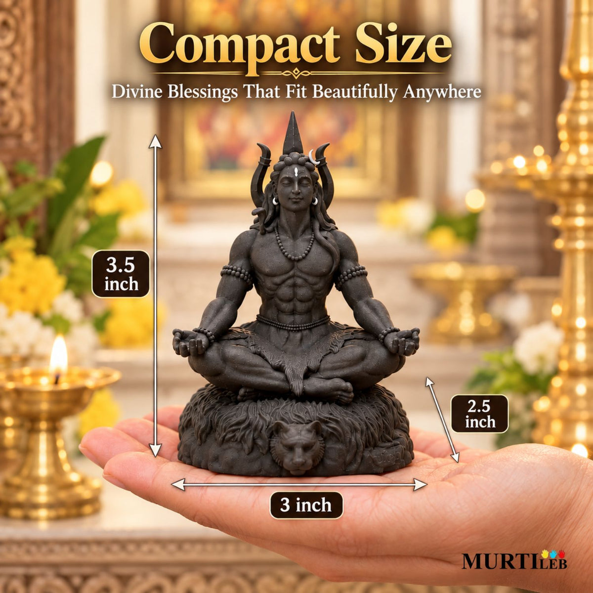 Mahayogi Shiva Murti 3.5 Inch Black