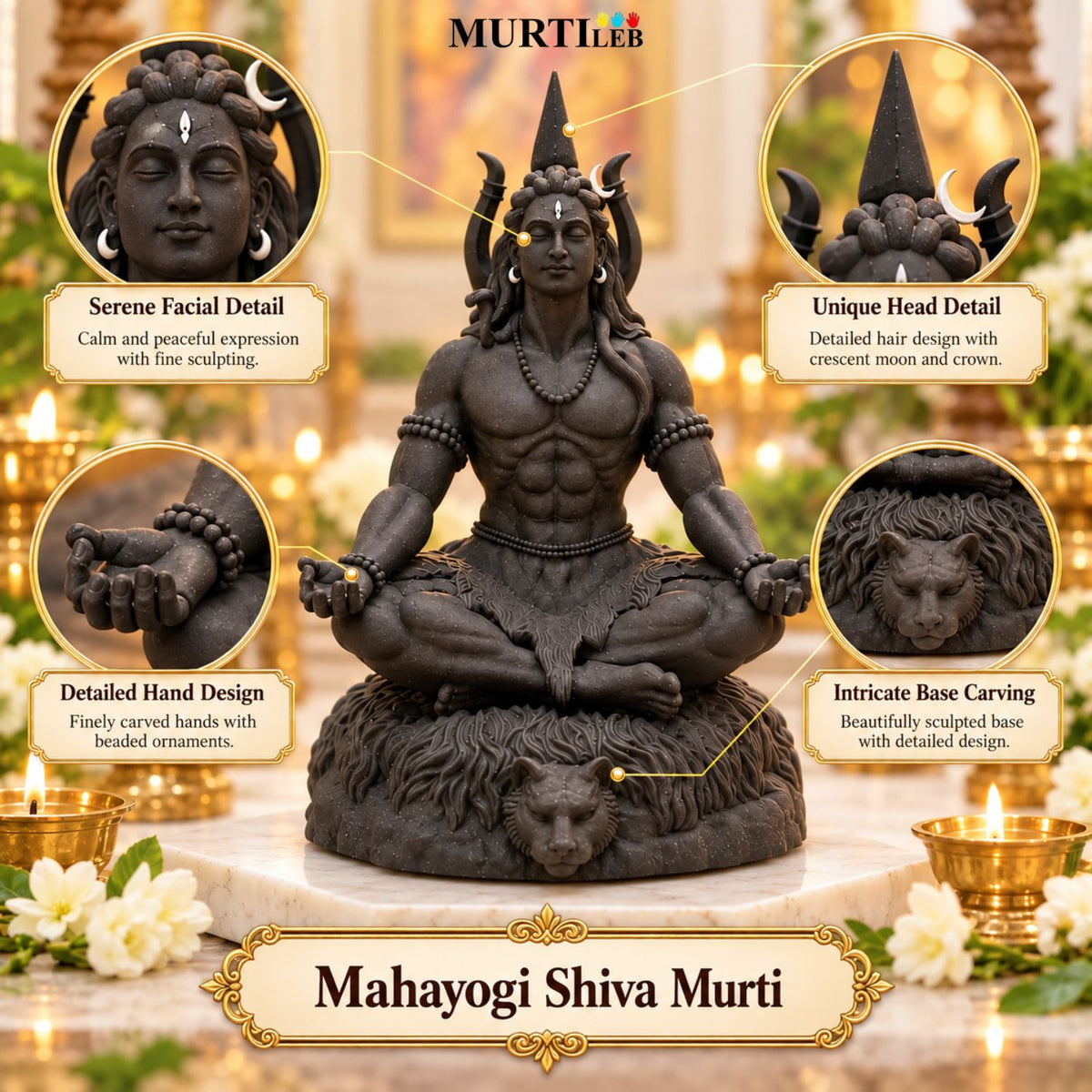 Mahayogi Shiva Murti 3.5 Inch Black