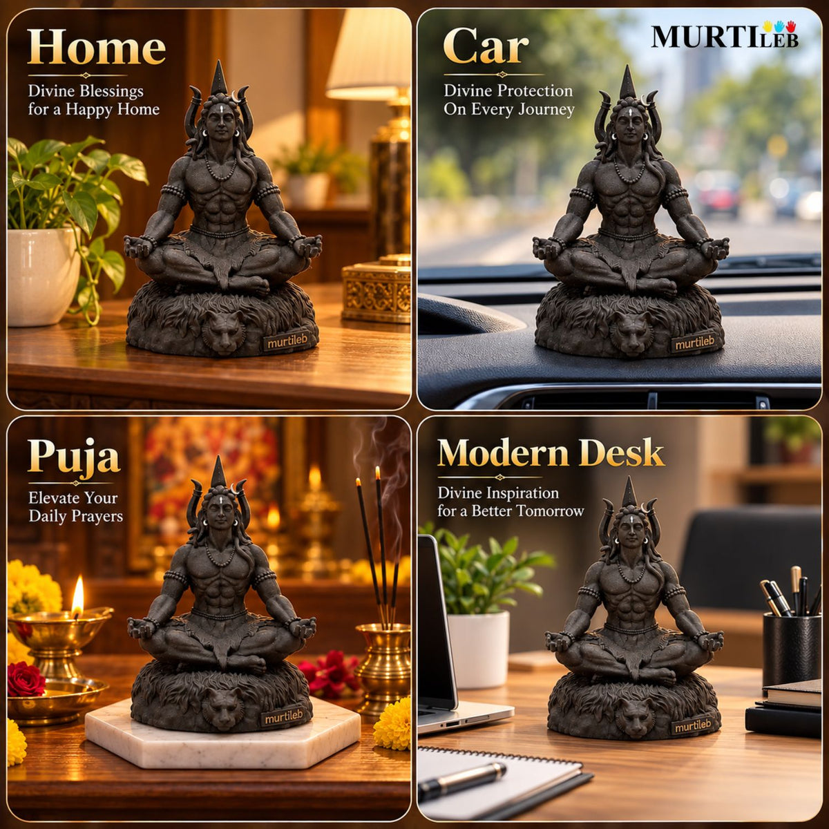 Mahayogi Shiva Murti 3.5 Inch Black