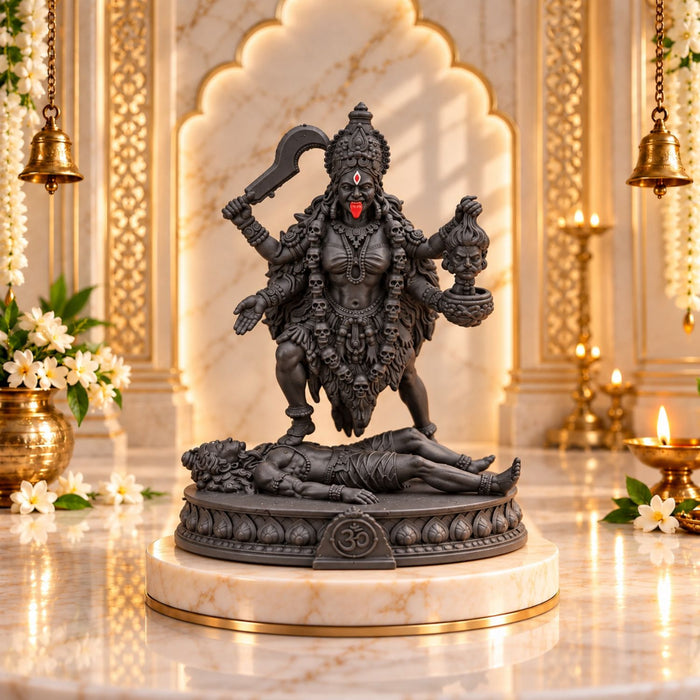 Mahakaali Mata Idol 3.5 Inch Black | Premium Black Finish UV Resin Maa Kali Statue