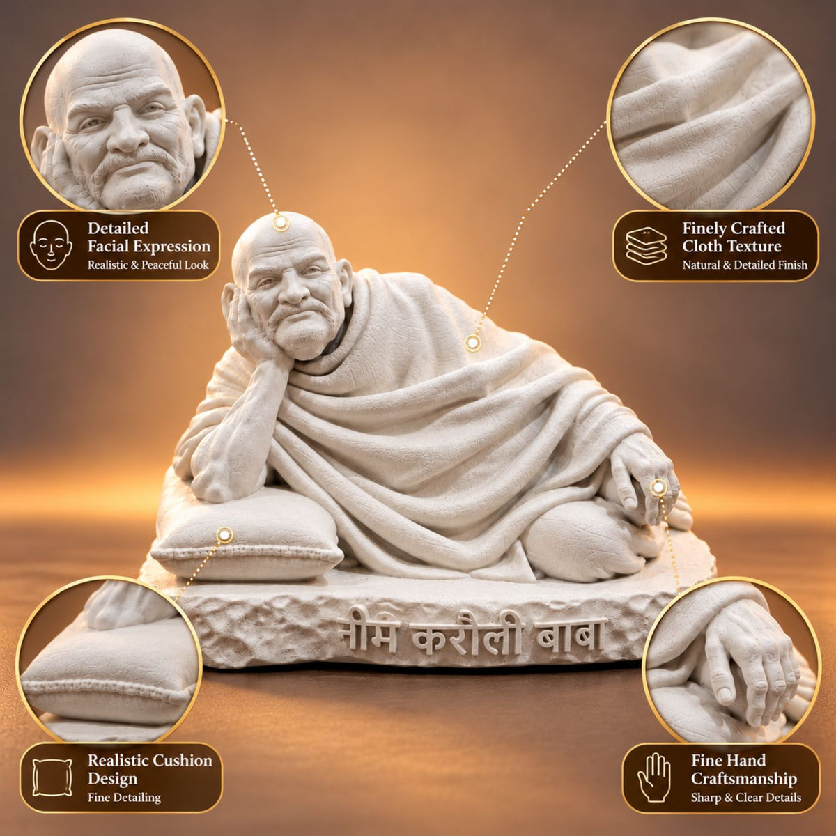 Neem Karoli Baba Idol – 4 Inch Best For Car Dashboard & Pooja Room