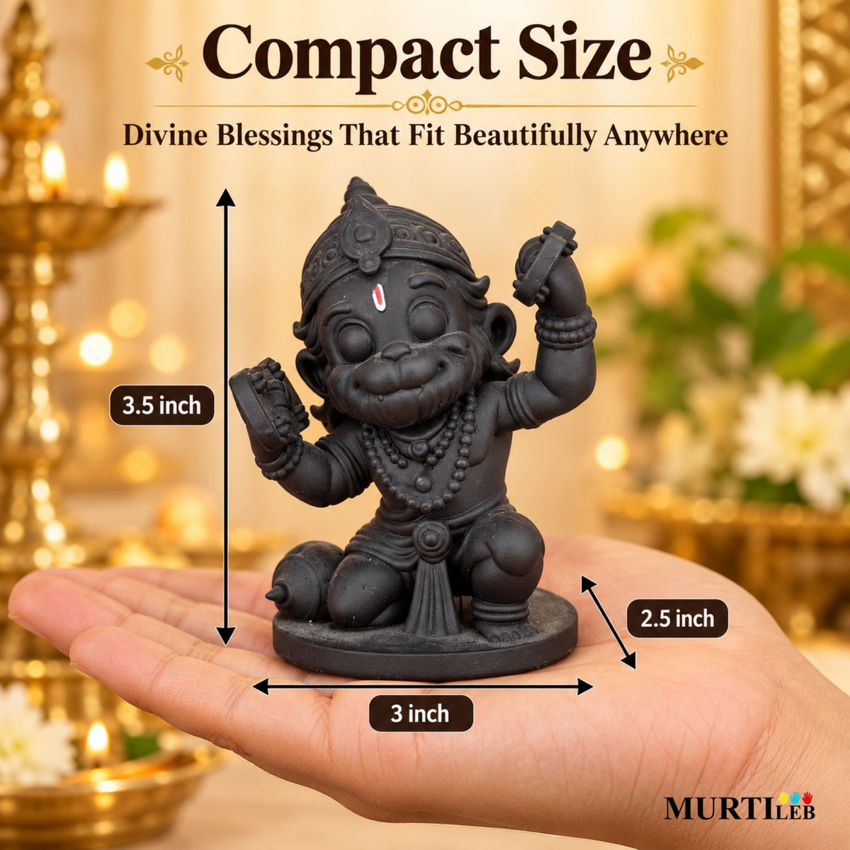 Premium Bal Hanuman Idol 3.5" Black