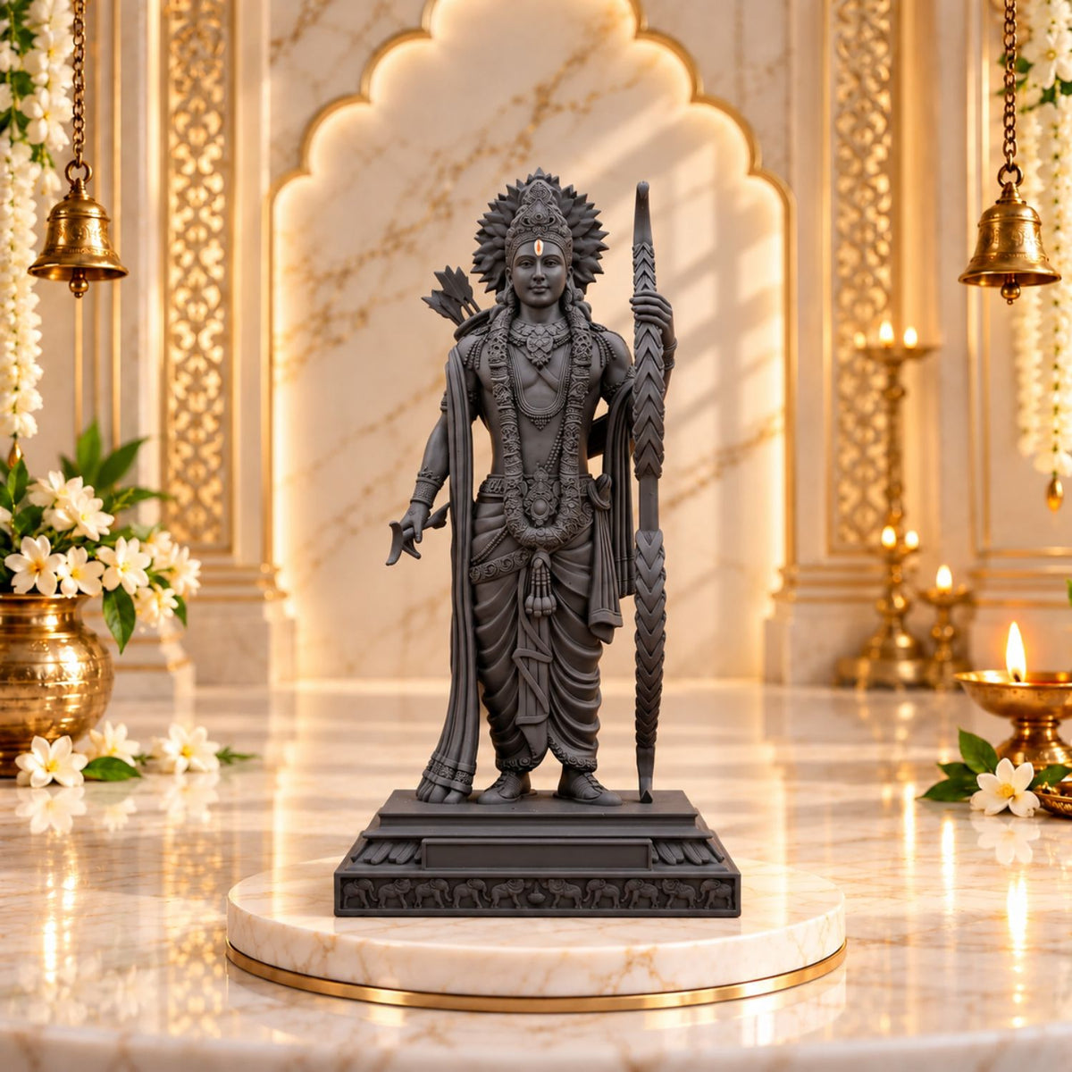 Lord Ram Ji Idol 7 Inch Black | Ram Ji Statue for Home Mandir