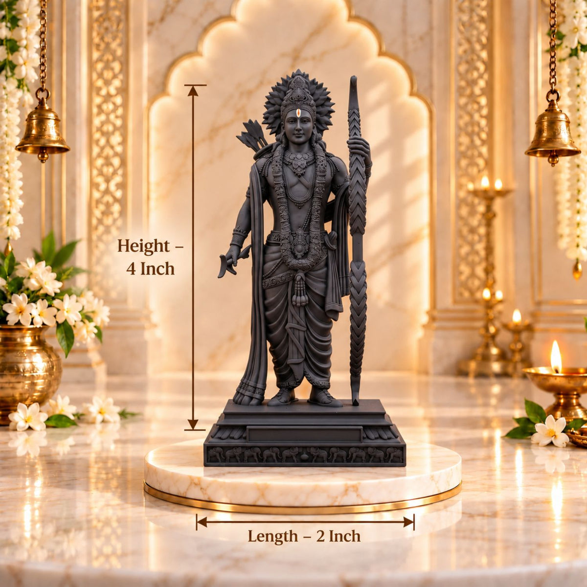 Lord Ram Ji Idol  Black | Ram Ji Statue for Home Mandir, Pooja Room, Car Dashboard, Office & Gifting