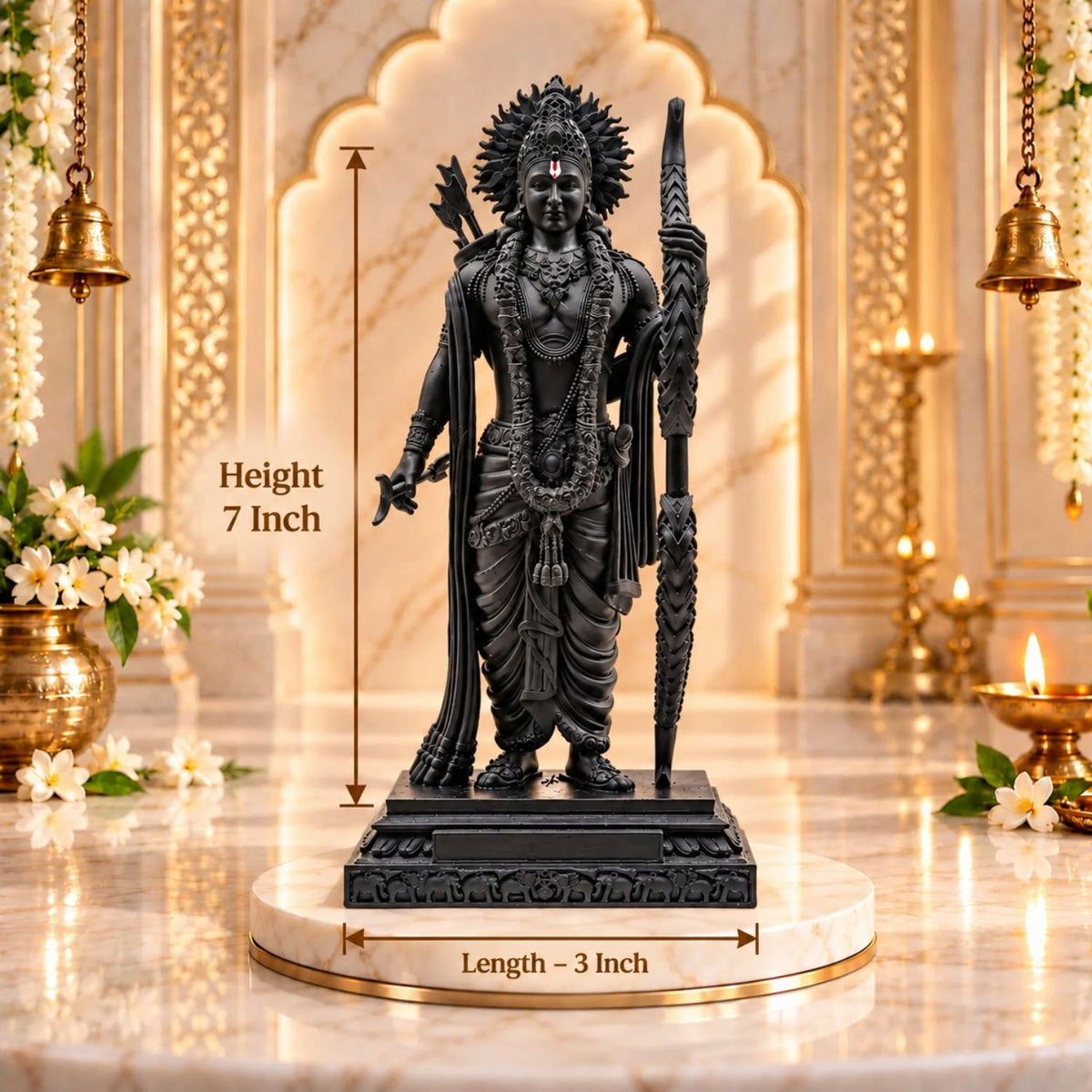 Lord Ram Ji Idol  Black | Ram Ji Statue for Home Mandir, Pooja Room, Car Dashboard, Office & Gifting