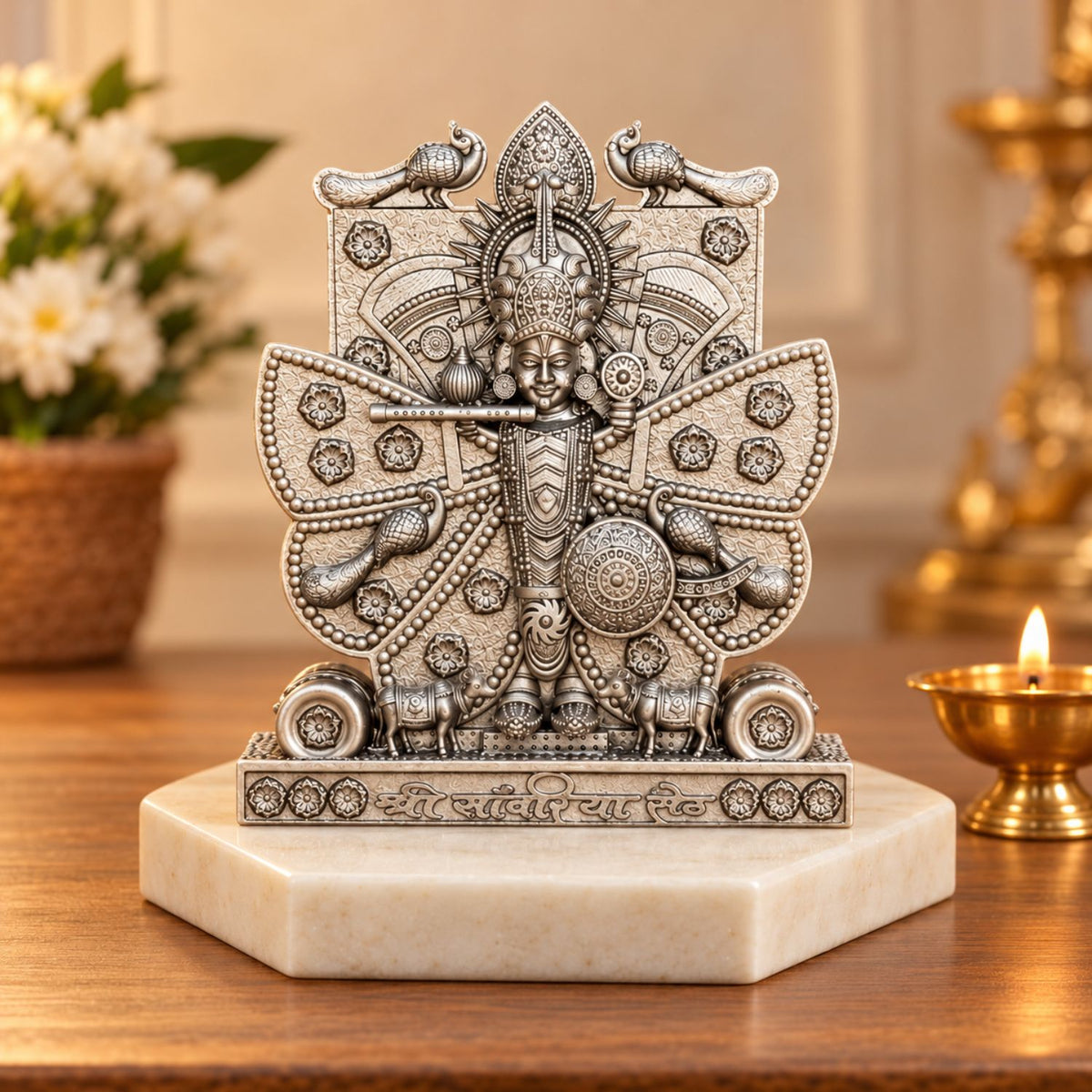 Shree Sanwariya Seth Silver Idol 3.5 Inch