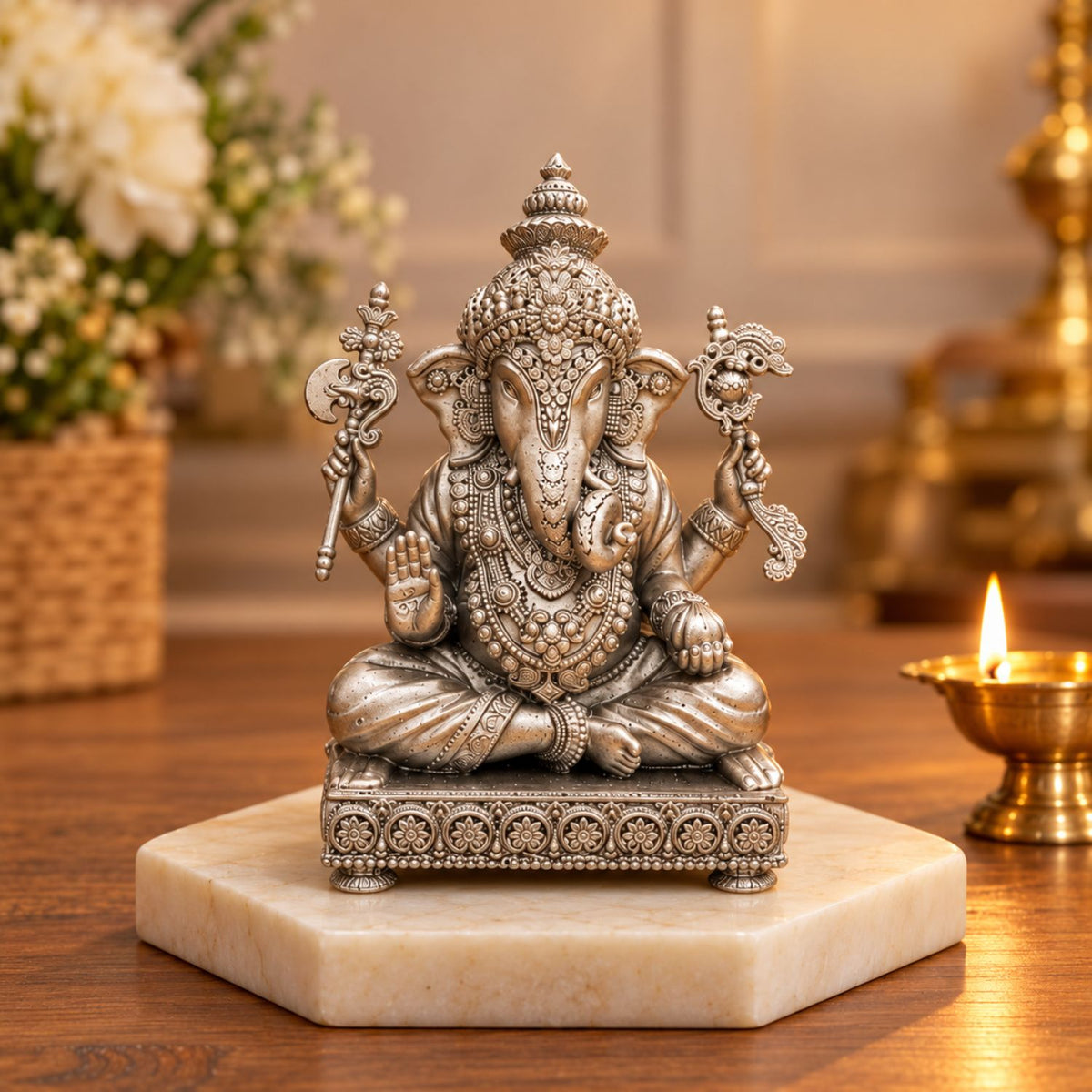 Shree Siddhivinayak Ganesha Silver 3 Inch