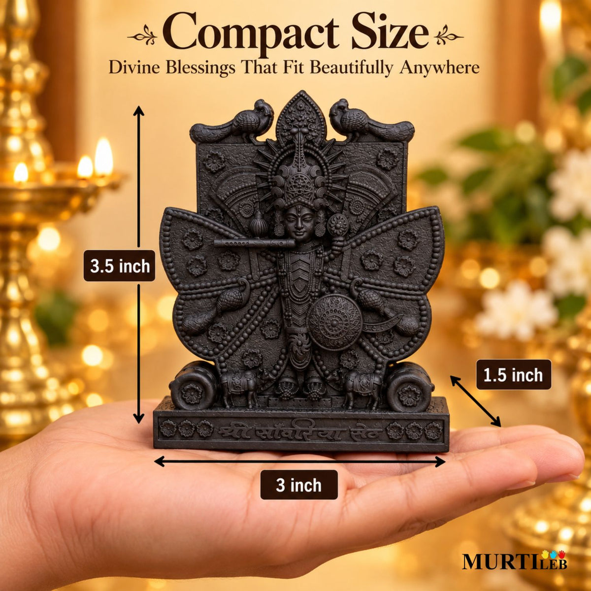 Shree Sanwariya Seth Black Idol 3.5 Inch