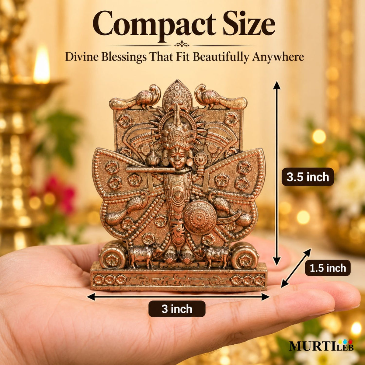 Shree Sanwariya Seth Golden Idol 3.5 Inch