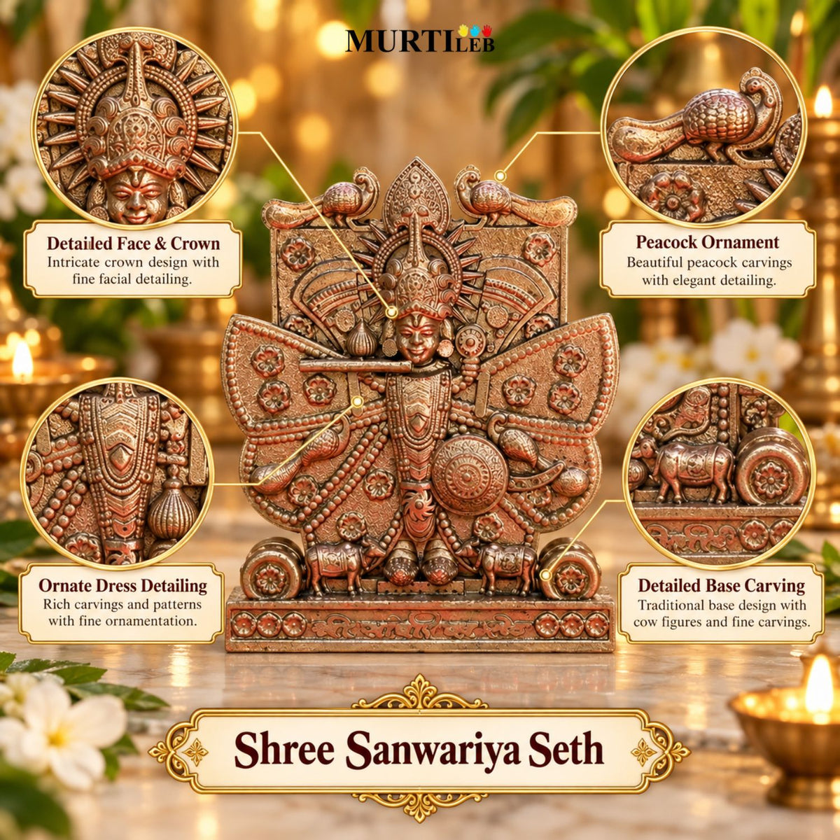 Shree Sanwariya Seth Golden Idol 3.5 Inch