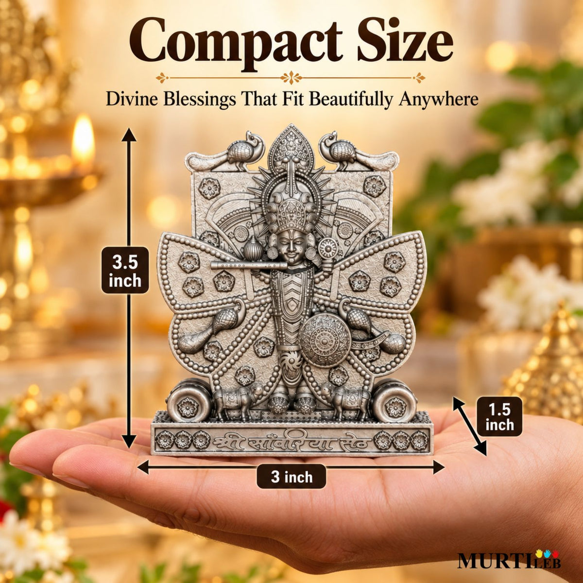 Shree Sanwariya Seth Silver Idol 3.5 Inch