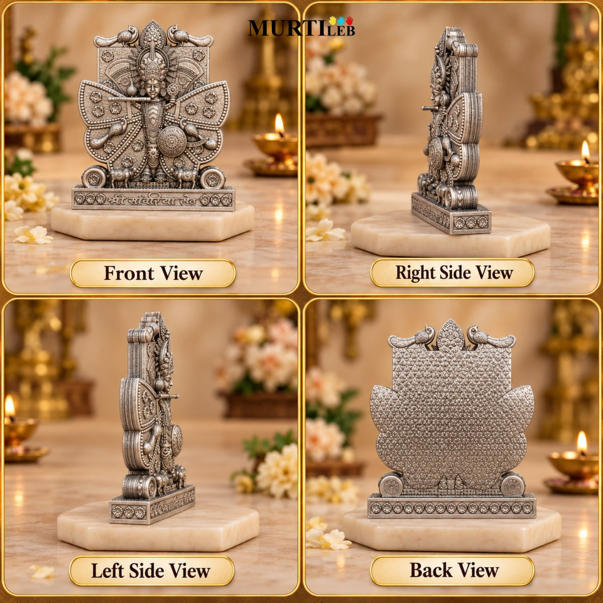 Shree Sanwariya Seth Silver Idol 3.5 Inch