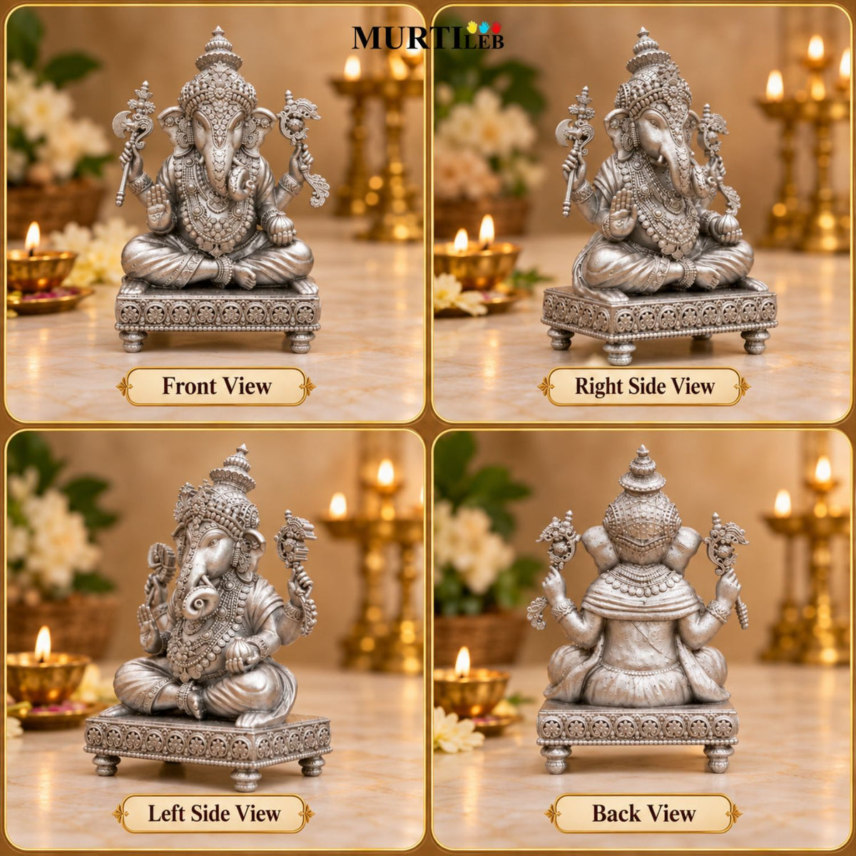 Shree Siddhivinayak Ganesha Silver 3 Inch