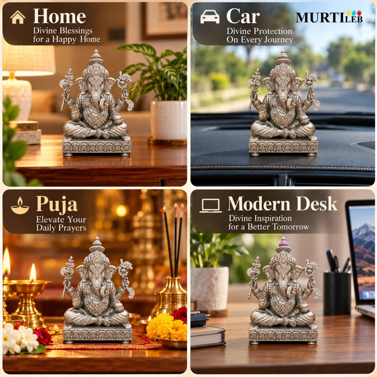 Shree Siddhivinayak Ganesha Silver 3 Inch
