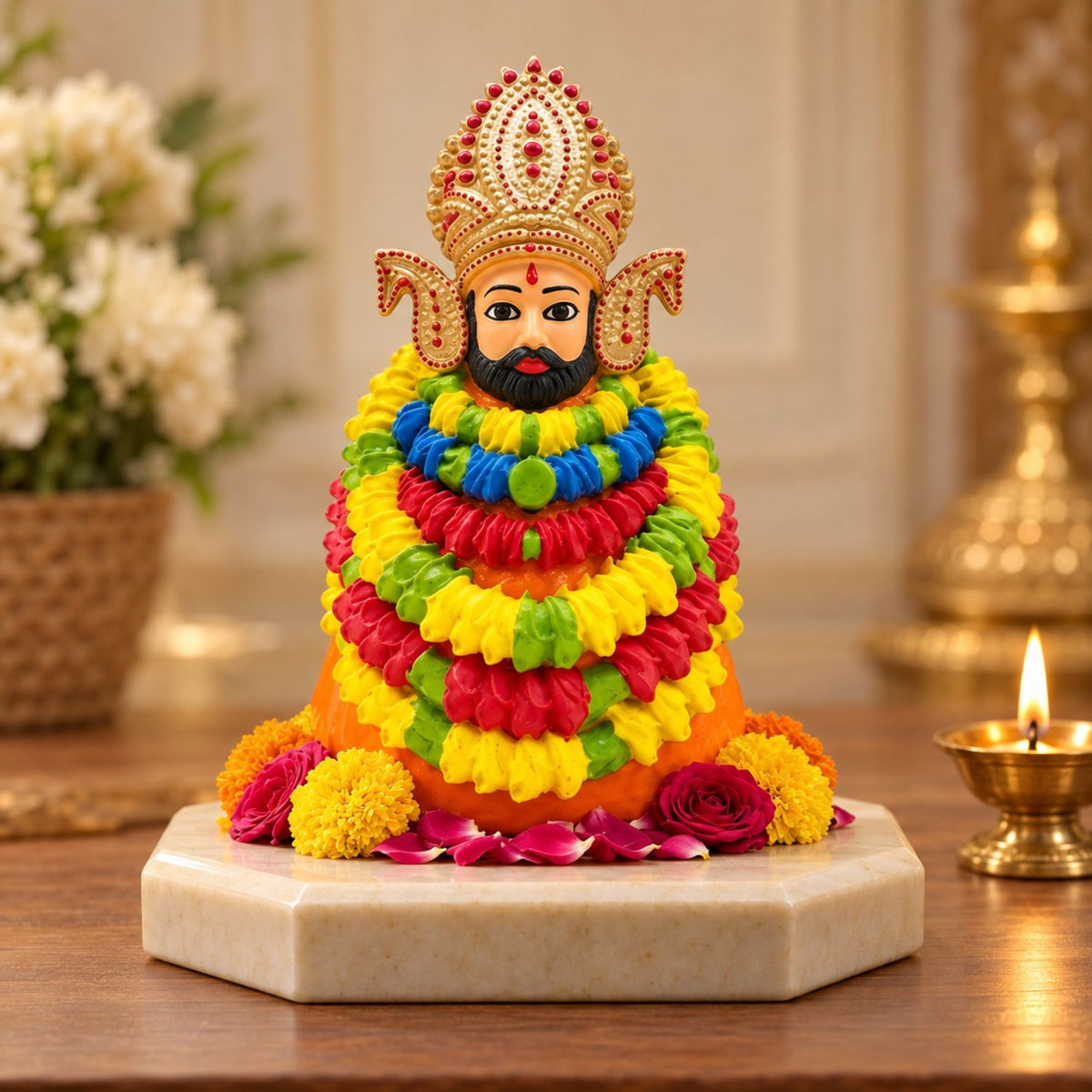 Siddh Khatu Shyam Baba Multicolor Idol 4 Inch | Premium Multicolor UV Resin Khatu Shyam Statue