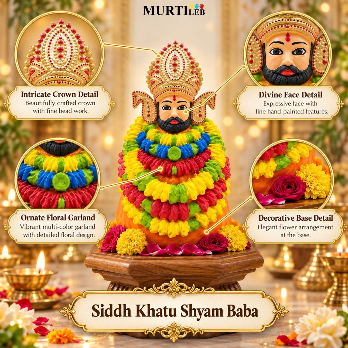 Siddh Khatu Shyam Baba Multicolor Idol 4 Inch | Premium Multicolor UV Resin Khatu Shyam Statue