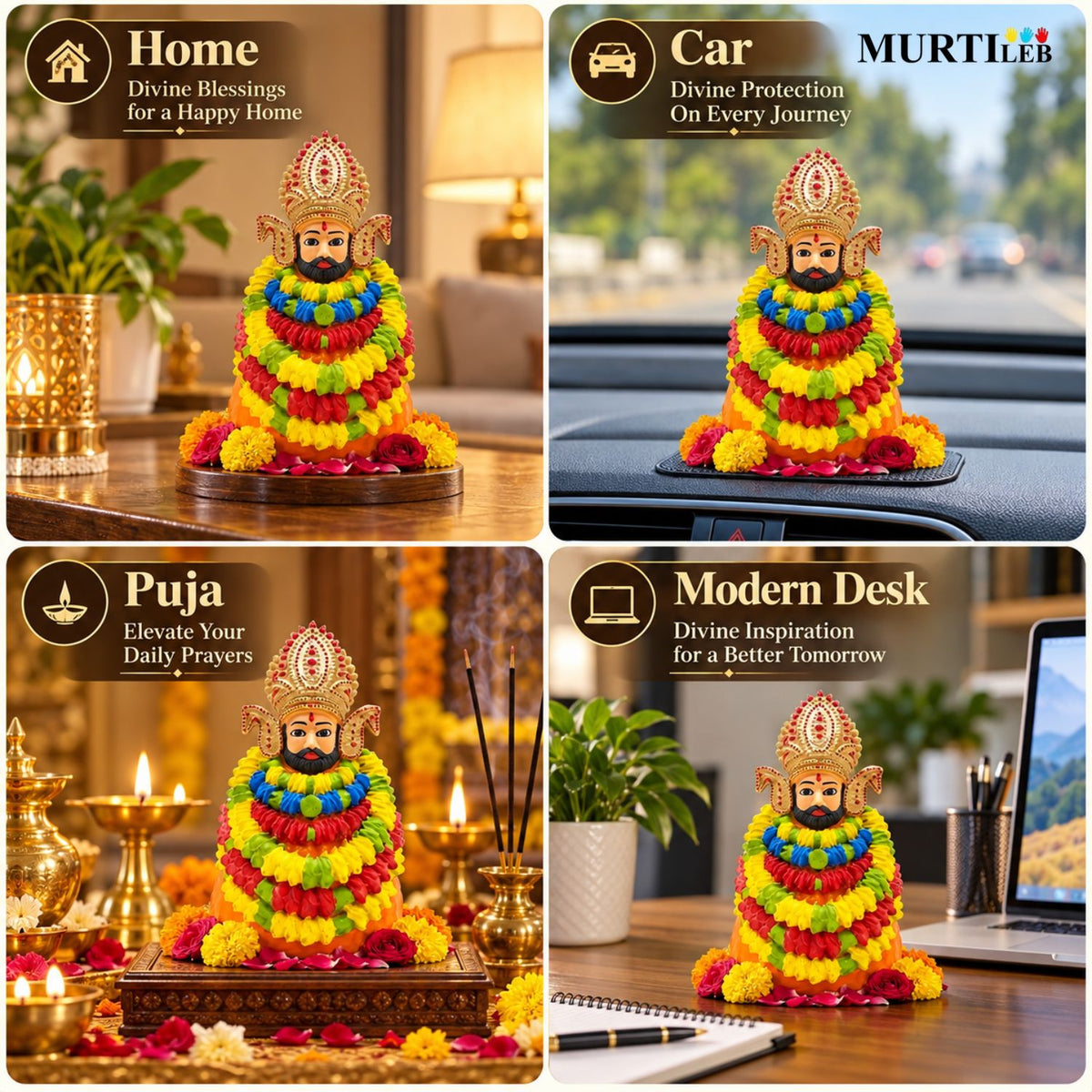 Siddh Khatu Shyam Baba Multicolor Idol 4 Inch | Premium Multicolor UV Resin Khatu Shyam Statue