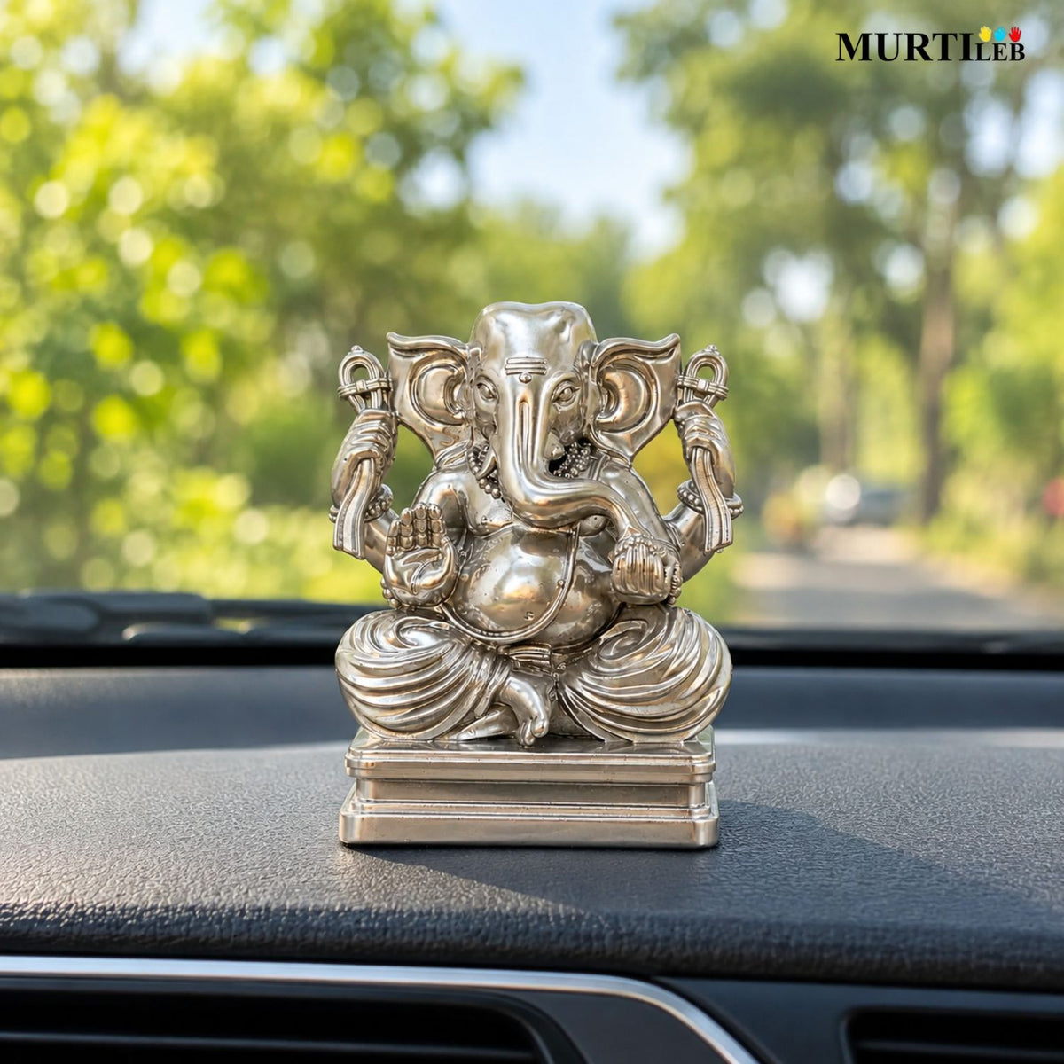 Silver Chaturbhuj Ganesha Idol 3 Inch | Four-Armed Lord Ganesha Statue