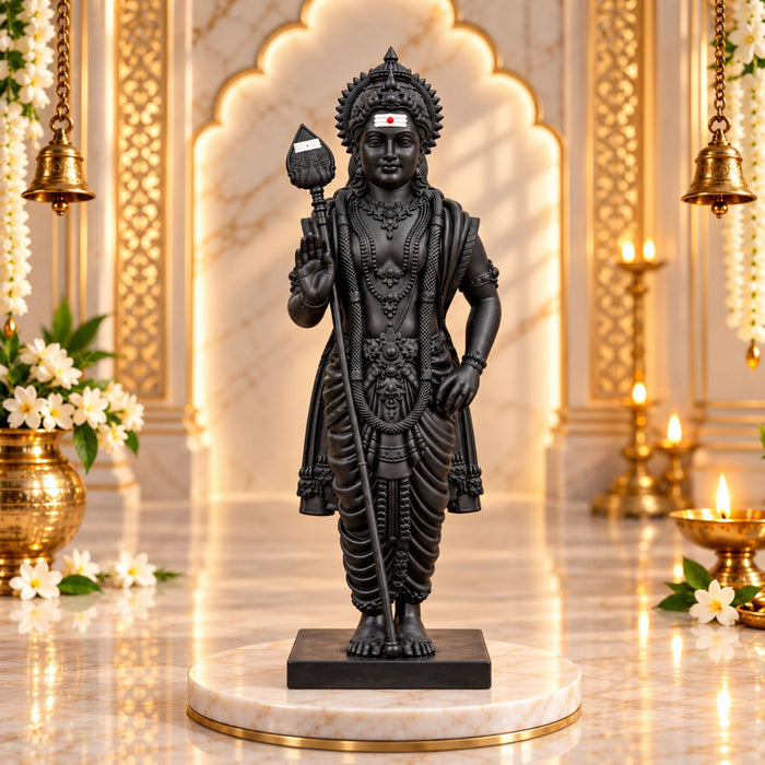 Lord Murugan Swamy  Black | Premium UV Resin Murugan Statue | Kartikeya Murti for Home Mandir, Pooja Room, Office, Car Dashboard & Gifting