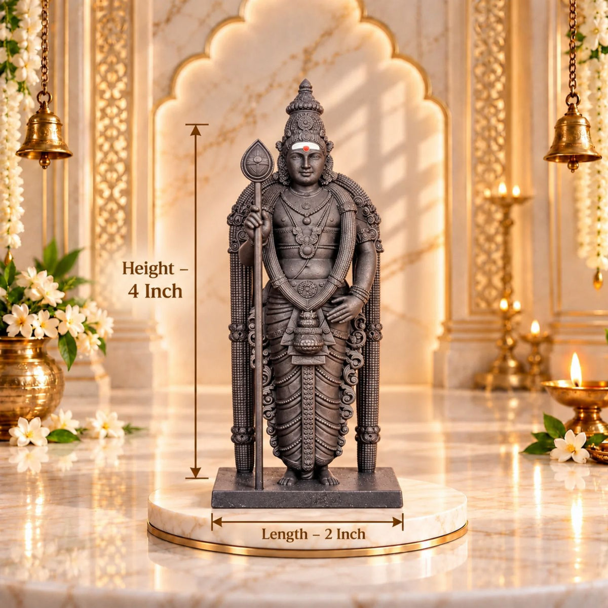 Lord Murugan Black Idol | Premium Black Finish UV Resin Murugan Swamy Statue