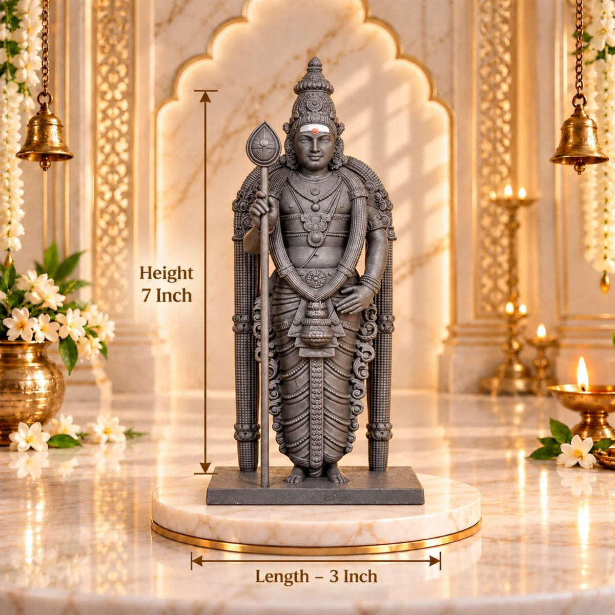 Lord Murugan Black Idol | Premium Black Finish UV Resin Murugan Swamy Statue