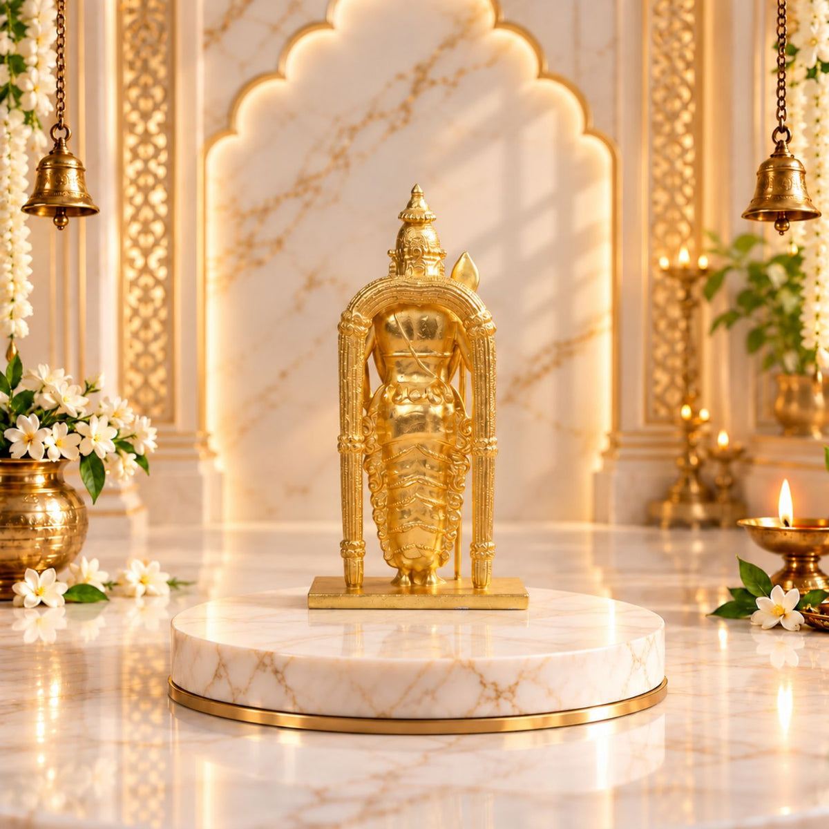 Divine Murugan Gold Idol | Kartikeya Murti for Home Mandir, Pooja Room, Car Dashboard, Office & Gifting