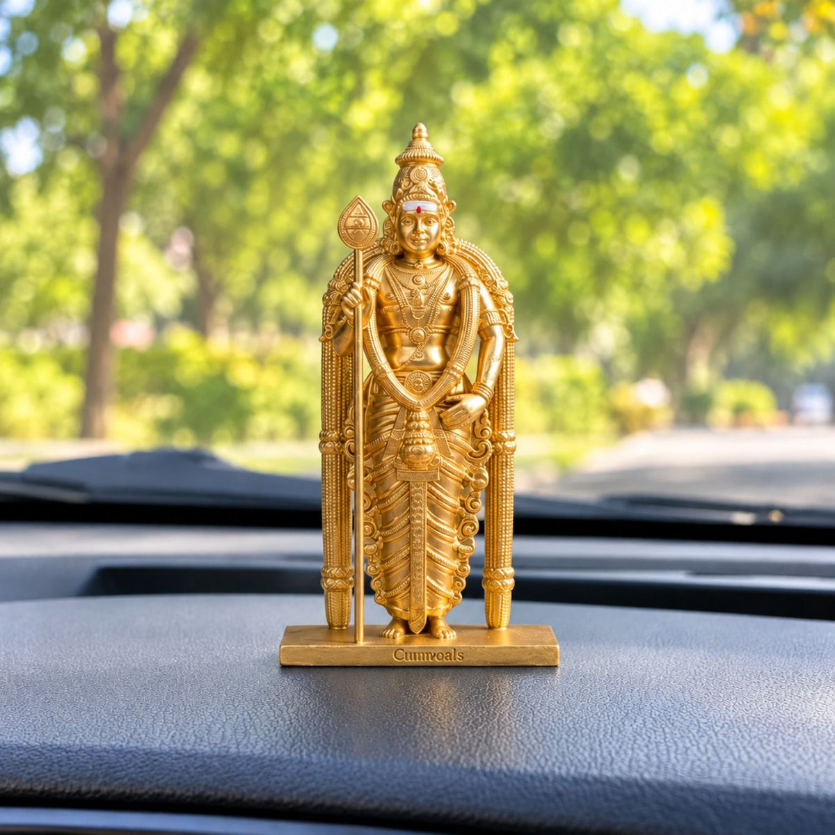 Divine Murugan Gold Idol | Kartikeya Murti for Home Mandir, Pooja Room, Car Dashboard, Office & Gifting