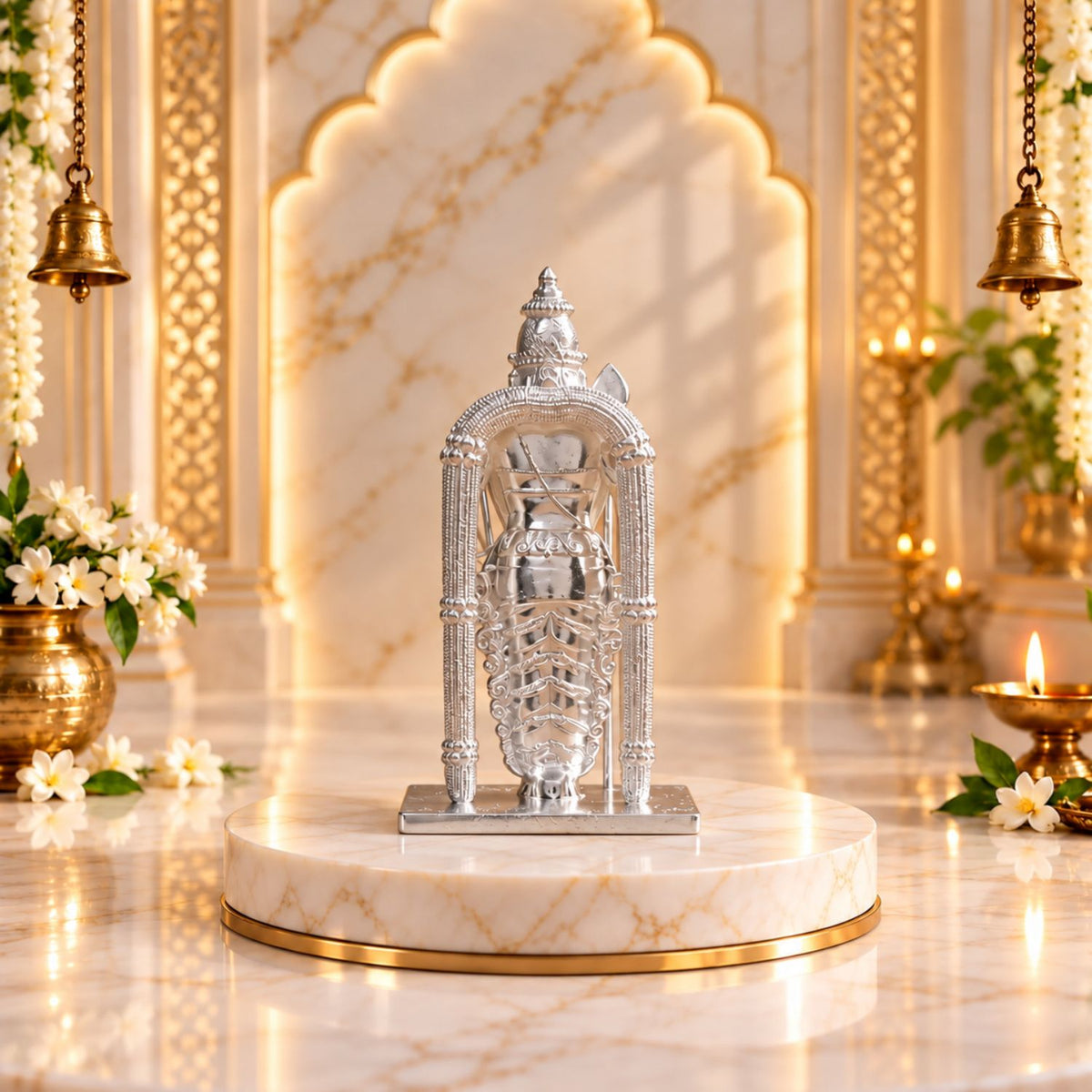 Divine Murugan Silver Idol | Kartikeya Murti for Home Mandir, Pooja Room, Car Dashboard, Office & Gifting