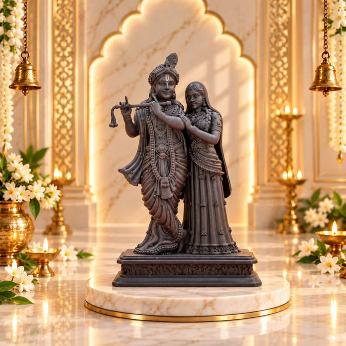Divine Radha Krishna Idol Black Edition 7 Inch