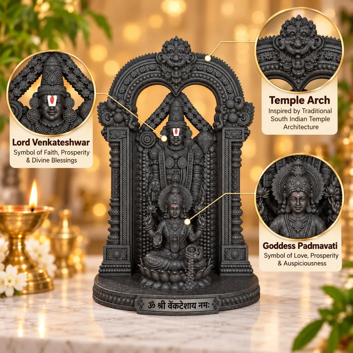 Lord Venkateswara & Mata Padmavathi 4" Idol