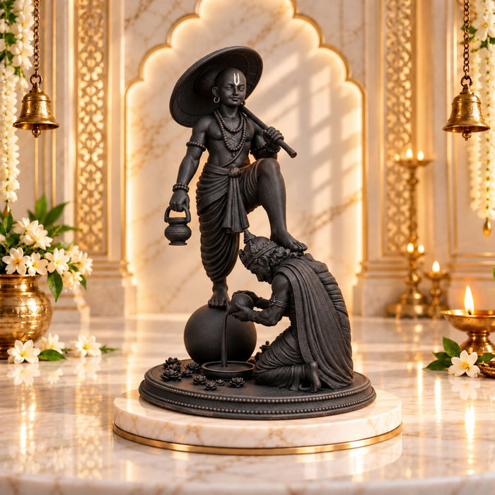 Lord Vamana & King Mahabali Black Idol 7 Inch | Premium UV Resin Vamana Mahabali Statue